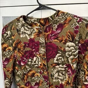 Vintage Jeffrey & Dara Floral Quilted Jacket Sz 9/10 USA Made Linda Hutley